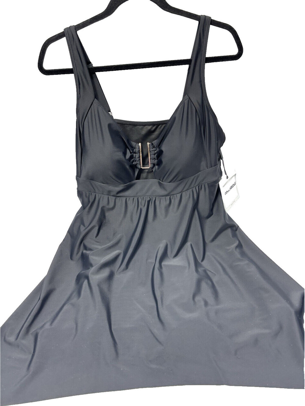Womens Swim Dress One Piece Hanna Nicole Swimsuit Plus Size 20W Black Mesh NWT